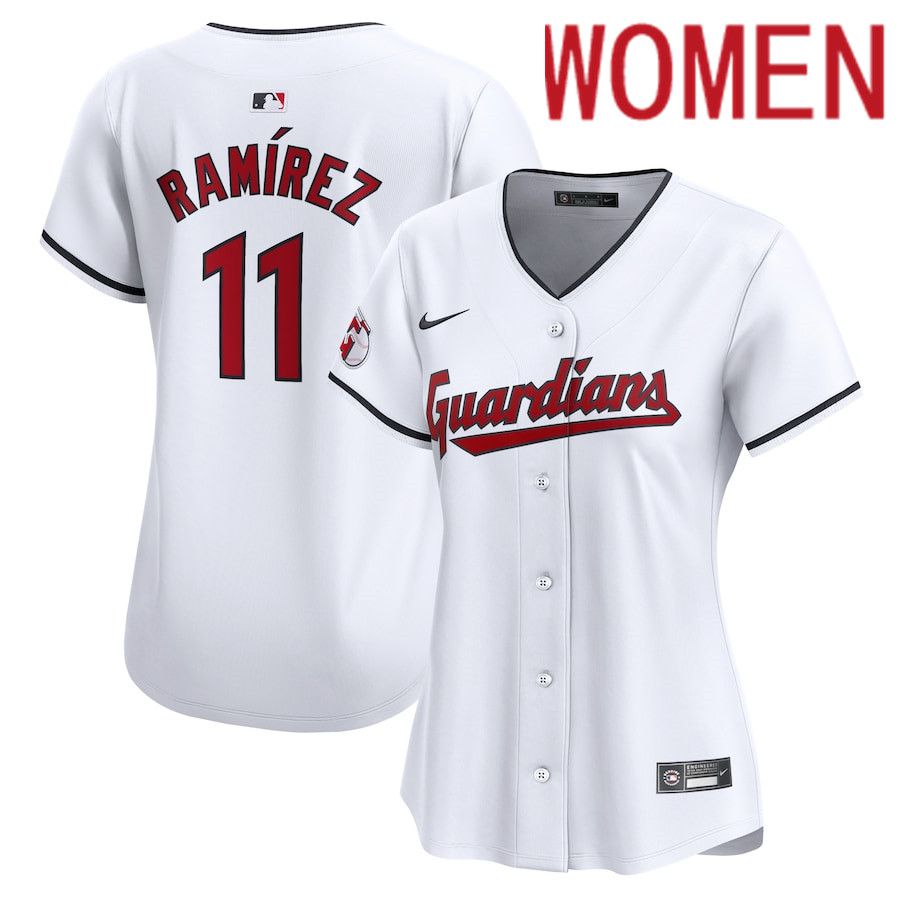 Women Cleveland Guardians #11 Jose Ramirez Nike White Home Limited Player MLB Jersey->women mlb jersey->Women Jersey